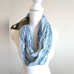 NEW Fashion Scarf Infinity Scarf Circle Loop Blue Silver Sparkle Metallic 6003